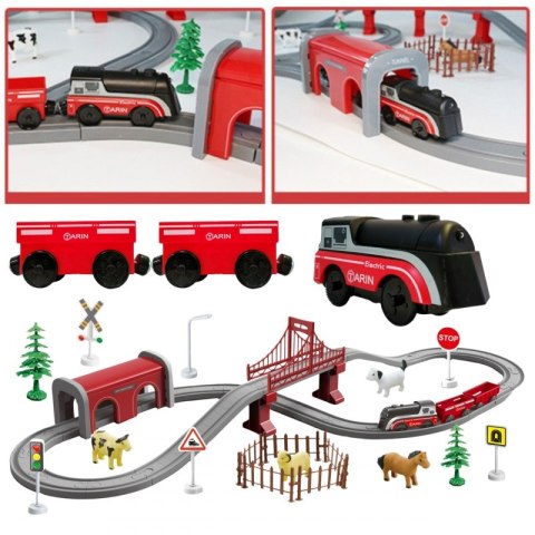 Zestaw Elektryczna Kolejka Lokomotywa Tor Farma Zwierzęta 70 el.