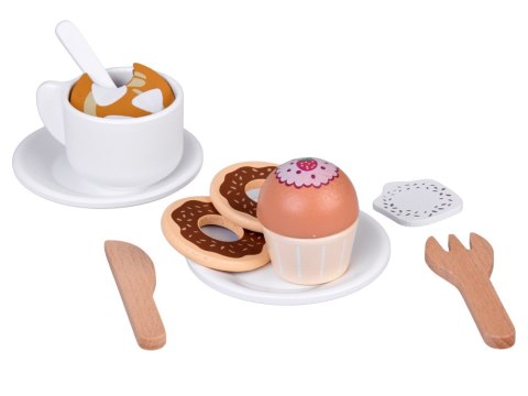 Zestaw Drewniany Kawiarnia Coffee Shop Ekspres Kubeczki Desery