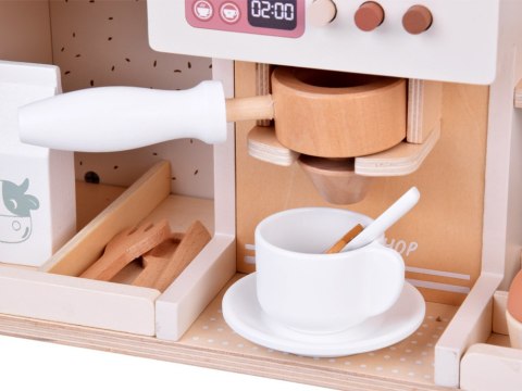 Zestaw Drewniany Kawiarnia Coffee Shop Ekspres Kubeczki Desery