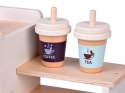 Zestaw Drewniany Kawiarnia Coffee Shop Ekspres Kubeczki Desery