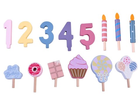 Cukierkowy Drewniany Tort Urodzinowy do Krojenia Świeczki dekoracja