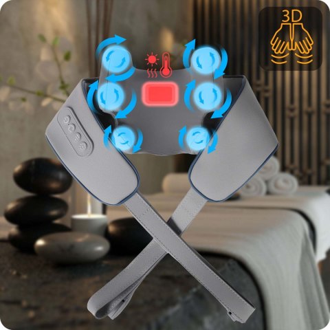 Masażer do pleców szyi karku shiatsu 3 tryby ogrzewanie bezprzewodowy Neo-Sport NS-505
