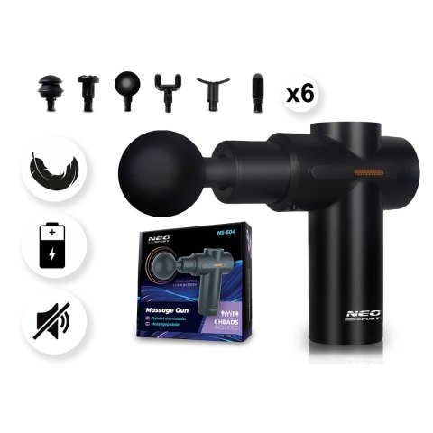 Pistolet do masażu ciała masażer 6 nakładek NS-504 Neo-sport czarny