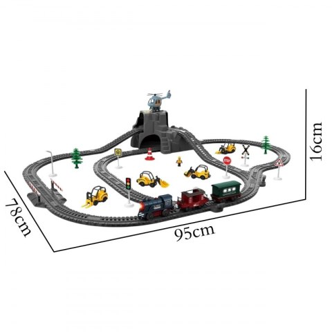 Elektryczna Kolejka Tor Retro Ciuchcia Lokomotywa + 2 Wagony - Zestaw 76 el.