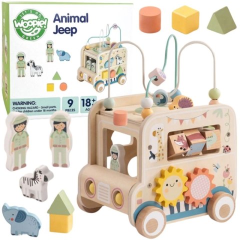 GREEN Drewniana Kostka Aktywności Samochód Terenowy Safari FSC