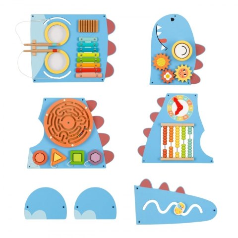 GREEN Drewniana Ścienna Tablica Manipulacyjna Dinozaur Montessori FSC