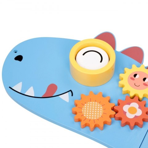 GREEN Drewniana Ścienna Tablica Manipulacyjna Dinozaur Montessori FSC