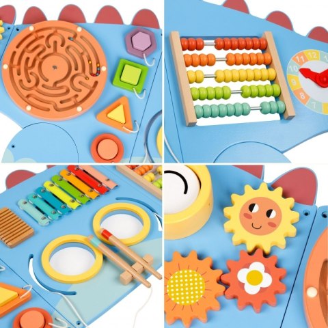 GREEN Drewniana Ścienna Tablica Manipulacyjna Dinozaur Montessori FSC