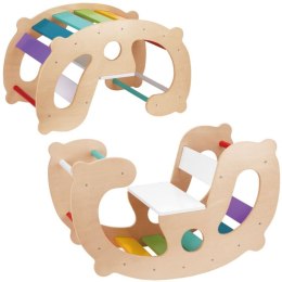 GREEN Drewniany Tęczowy Bujak i Mostek 2w1 Montessori FSC