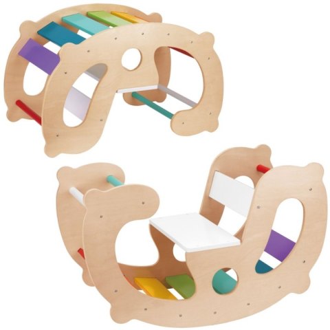 GREEN Drewniany Tęczowy Bujak i Mostek 2w1 Montessori FSC