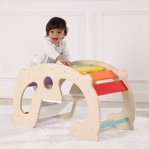 GREEN Drewniany Tęczowy Bujak i Mostek 2w1 Montessori FSC