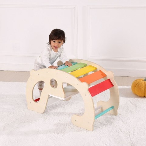 GREEN Drewniany Tęczowy Bujak i Mostek 2w1 Montessori FSC