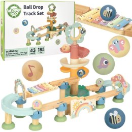 GREEN Drewniany Tor Kulkowy z Efektami Dźwiękowymi Cymbałki FSC