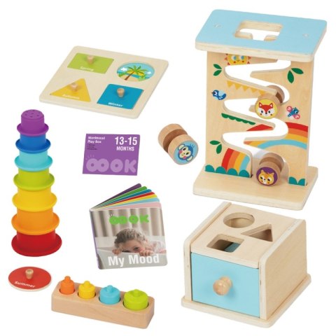 GREEN Pudełko Box 6w1 13-15m Montessori Edukacyjne Sensoryczne FSC