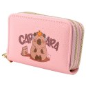 Portfel Dwukomorowy Przegrody na Karty Kapibara Różowy 12,5 x 8,5cm