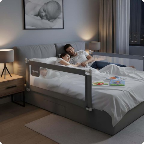 Barierka ochronna do łóżka zabezpieczająca bramka blokada160 cm Nukido NK-227 szara