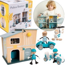  Posterunek Policji Drewniany Samochód Helikopter FIgurki 12el.