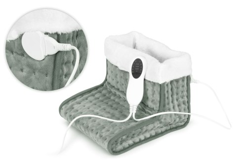 Elektryczny ogrzewacz do stóp z pilotem miękki but 10 poziomów grzania jasnoszary ModernHome