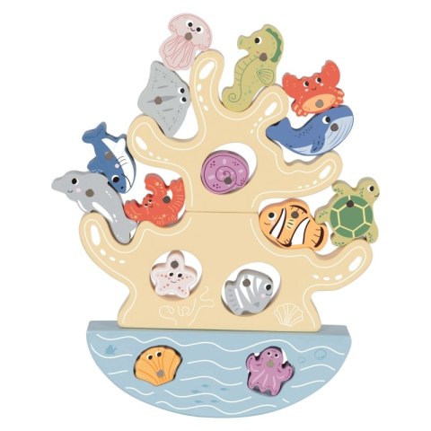  Drewniany Zestaw Morskich Zabawek Wieża Balansująca Łowienie Ryb Figurki 23 Elementy