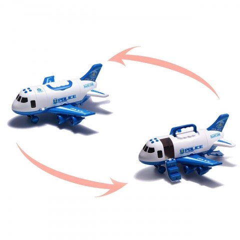 Samolot Rozkładany Transporter Policja z 3 Autami Policyjnymi Zestaw XL Znaki Drogowe