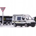 Samolot Rozkładany Transporter Policja z 3 Autami Policyjnymi Zestaw XL Znaki Drogowe