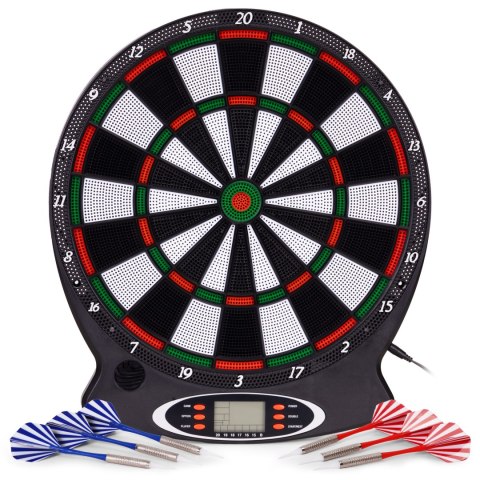 Elektroniczna tarcza do darta gry w rzutki lotki tablica LCD 38 cm 18 gier zestaw 6 rzutek