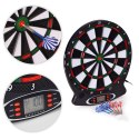 Elektroniczna tarcza do darta gry w rzutki lotki tablica LCD 38 cm 18 gier zestaw 6 rzutek