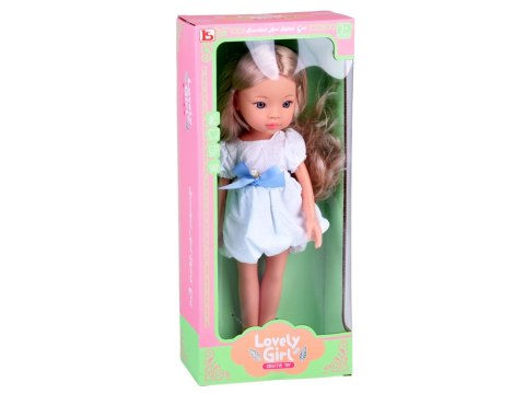 Lovely Girl Lalka blondynka z długimi włosami w białej sukience 33cm