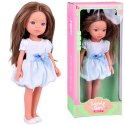 Lovely Girl Lalka szatynka z długimi włosami w białej sukience 33cm