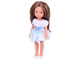 Lovely Girl Lalka szatynka z długimi włosami w białej sukience 33cm