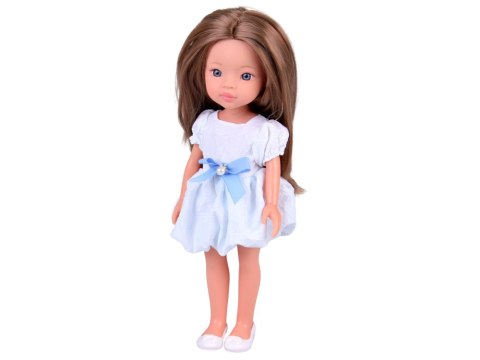 Lovely Girl Lalka szatynka z długimi włosami w białej sukience 33cm