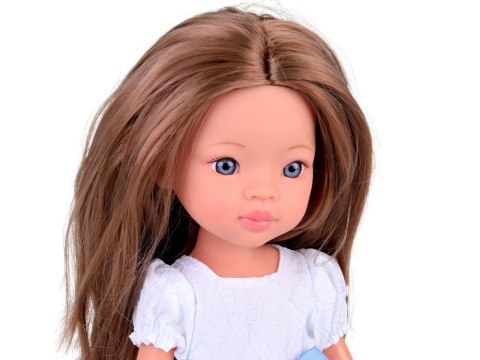 Lovely Girl Lalka szatynka z długimi włosami w białej sukience 33cm