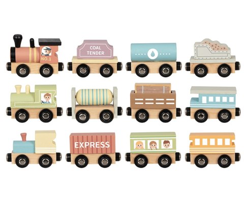 Tooky Toy TH647N Zestaw małej kolei drewnianej