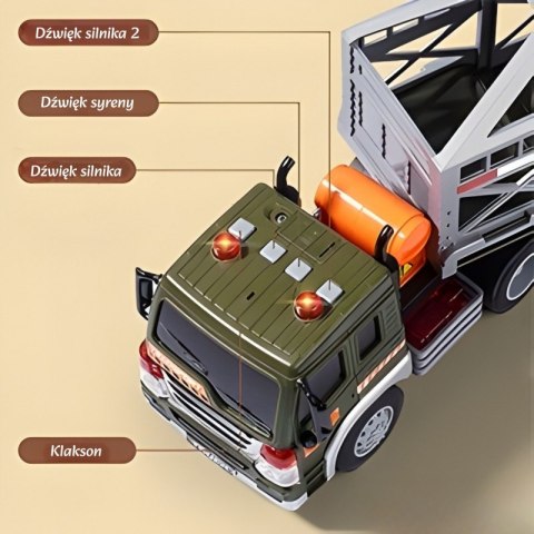 Ciężarówka Transporter Dinozaurów Auto z Dźwiękiem i Światłem