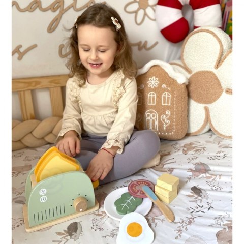 GREEN Drewniany Toster Zestaw Śniadaniowy z Akcesoriami 14 el. FSC