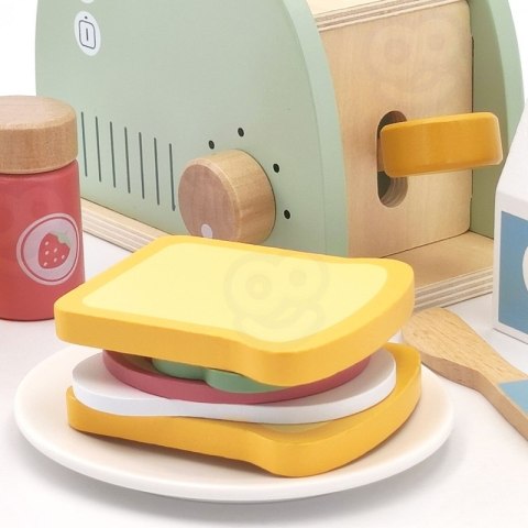 GREEN Drewniany Toster Zestaw Śniadaniowy z Akcesoriami 14 el. FSC