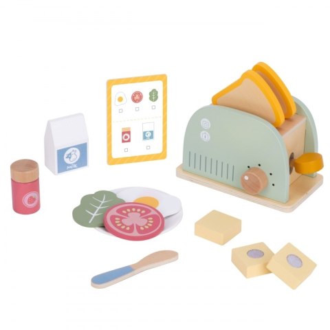 GREEN Drewniany Toster Zestaw Śniadaniowy z Akcesoriami 14 el. FSC