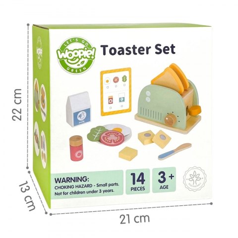 GREEN Drewniany Toster Zestaw Śniadaniowy z Akcesoriami 14 el. FSC