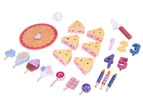 Cukierkowy Drewniany Tort Urodzinowy do Krojenia Świeczki dekoracja