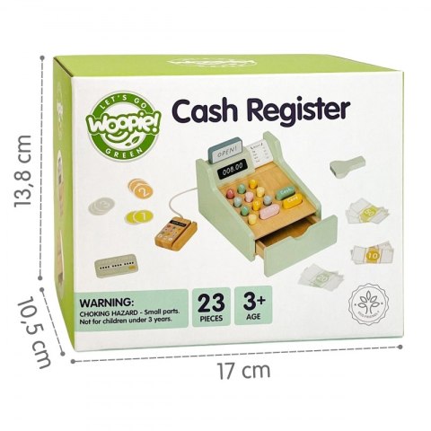 GREEN Drewniana Kasa Sklepowa Edukacyjna z Akcesoriami 23 el. FSC