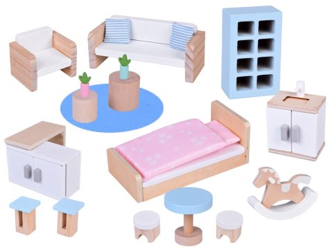 KWIECISTY Domek dla lalek w zamykanej walizce + drewniane mebelki