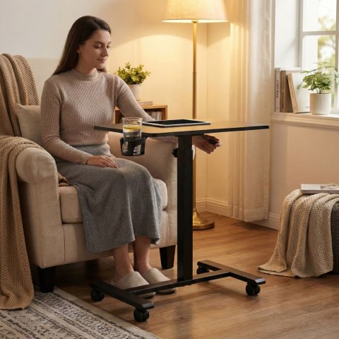 Mobilne biurko regulowane 70x48 cm stolik pod laptopa regulacja wysokości 71,5-112 cm czarne ModernHome