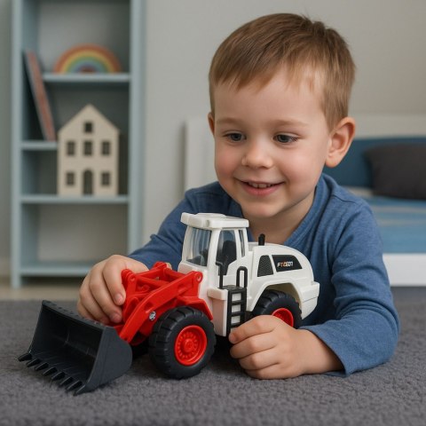 Pojazd Budowlany Koparka Spychacz Ruchoma Metalowa Łyżka Światła Dźwięki