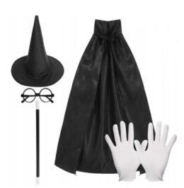 Strój Peleryna Czarna Kapelusz Okulary 90cm