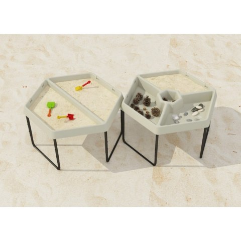 MASTERKIDZ Sześciokątny Stolik Do Zabawy Piaskiem i Wodą 2 Komory Regulowana Wysokość