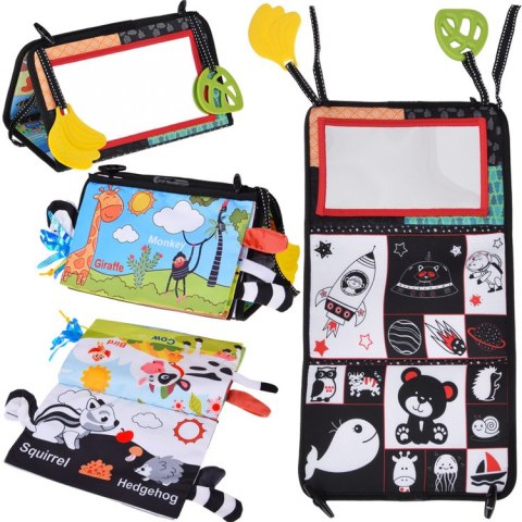 Zabawka sensoryczna składana z lusterkiem + książeczka kontrastowa