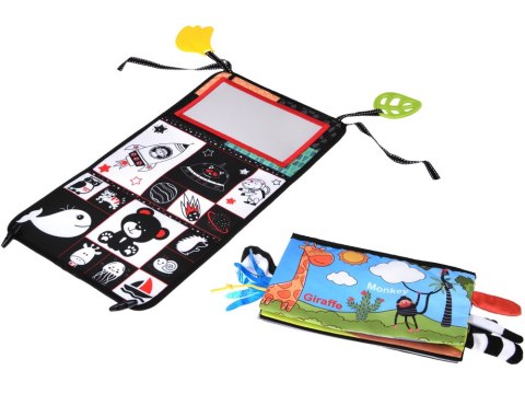 Zabawka sensoryczna składana z lusterkiem + książeczka kontrastowa