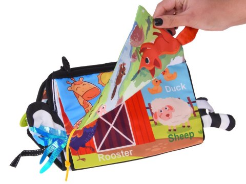 Zabawka sensoryczna składana z lusterkiem + książeczka kontrastowa