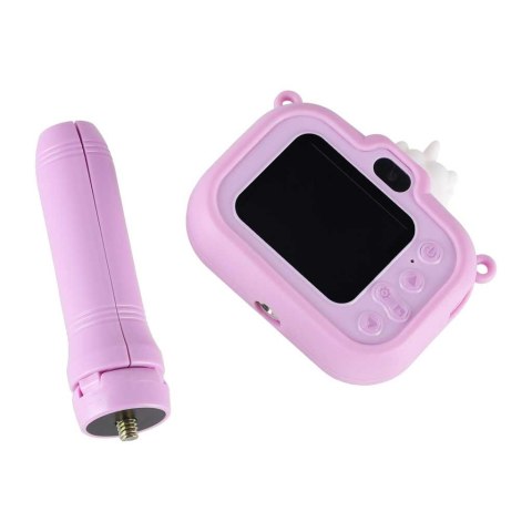 Aparat fotograficzny cyfrowy dla dzieci na statywie jednorożec fioletowy