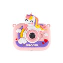 Aparat fotograficzny cyfrowy dla dzieci na statywie jednorożec różowy